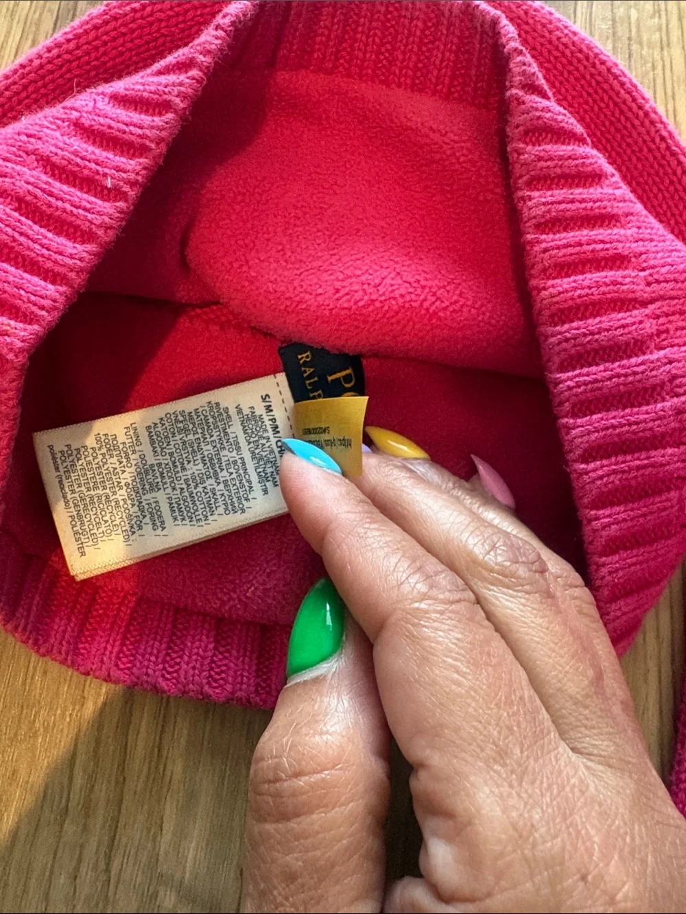 Polo by Ralph Lauren Hot Pink Knit Hat and Scarf Set with Polo Bear